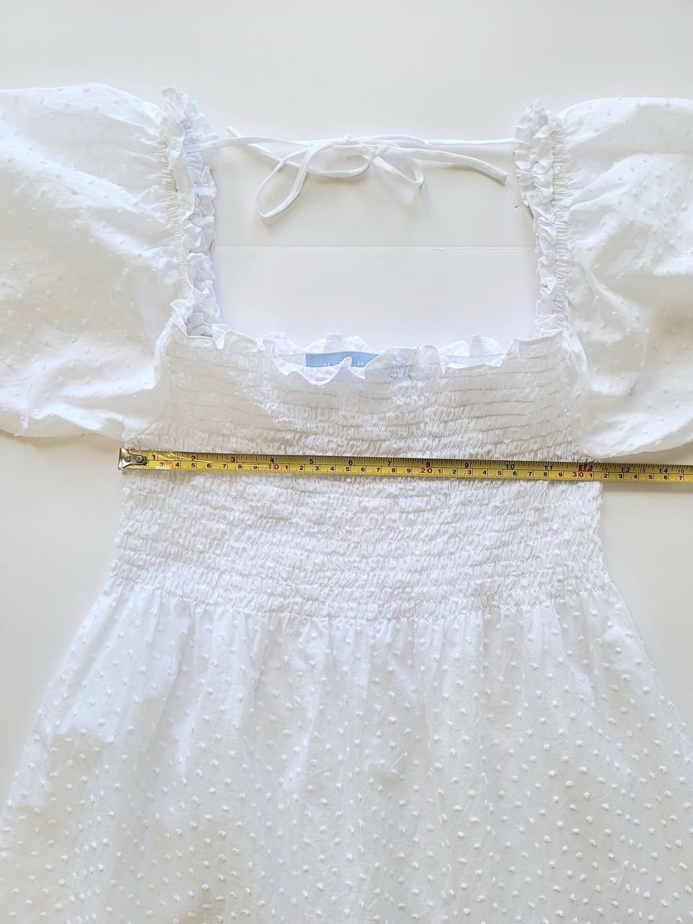 Hill House Athena Nap Dress White Cotton Swiss Dot Babydoll Puff Sleeve XS - Picture 5 of 7